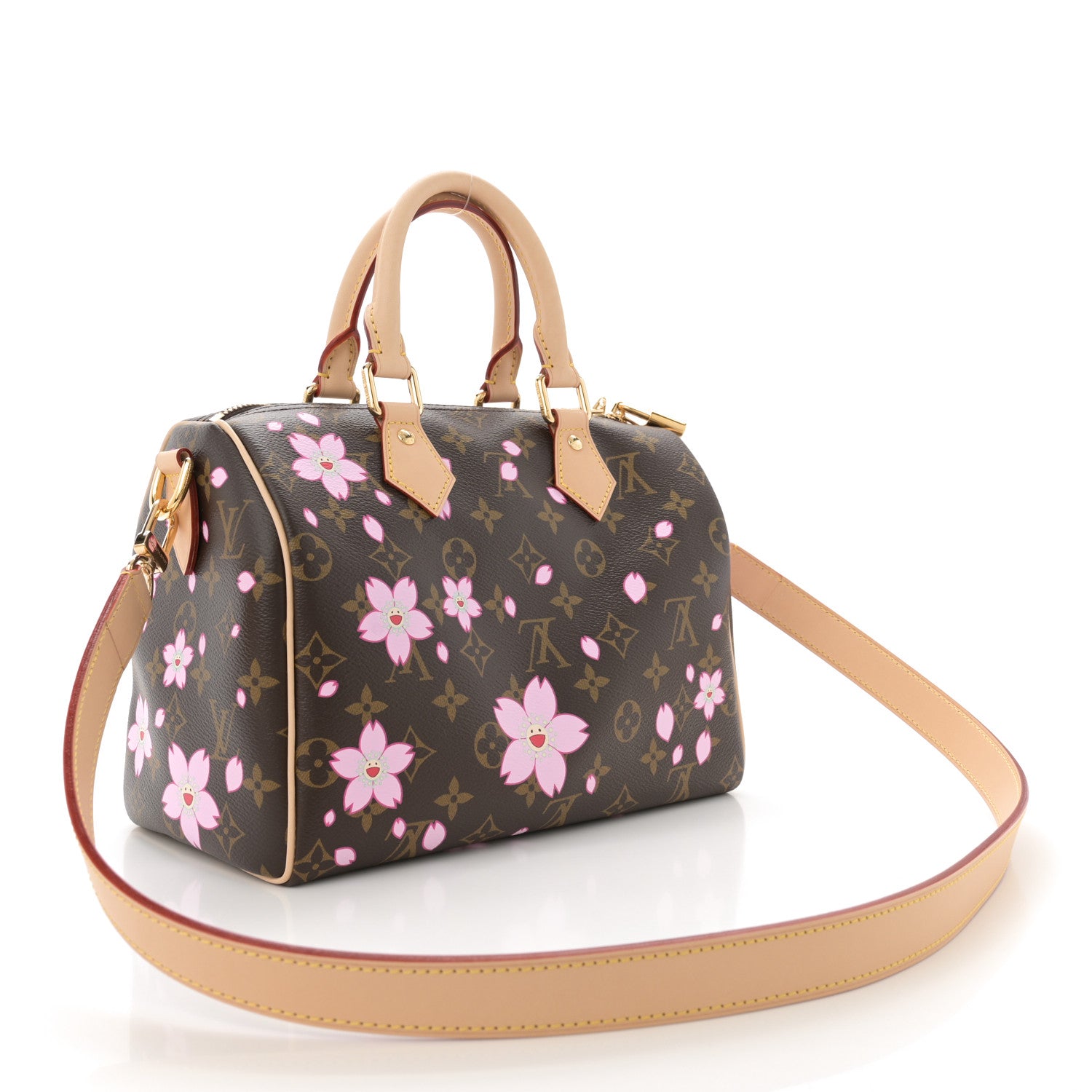 Louis Vuitton LV X TM Monogram Cherry Blossom Speedy Bandouliere 25 Sakura Brown 3 of 9