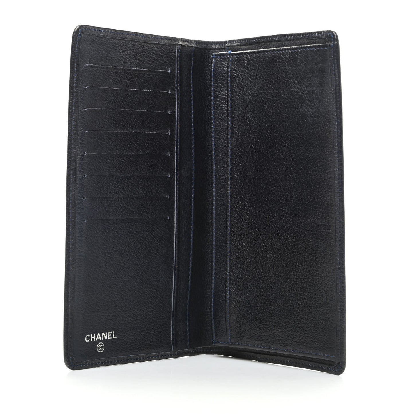Goatskin Camellia Embossed Yen Wallet Black