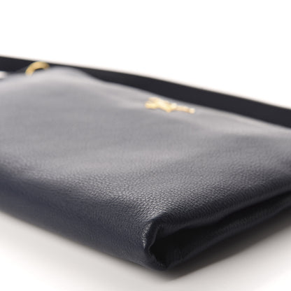 Prada Vitello Daino Zippered Shoulder Bag Baltico 7 of 12
