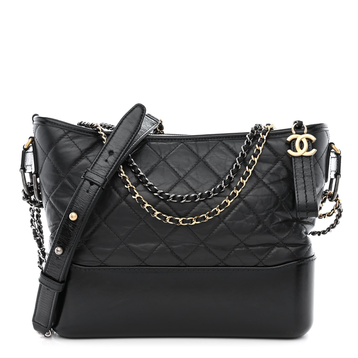 Chanel Aged Calfskin Quilted Medium Gabrielle Hobo Black 1 of 10