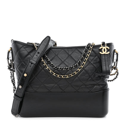 Chanel Aged Calfskin Quilted Medium Gabrielle Hobo Black 1 of 10