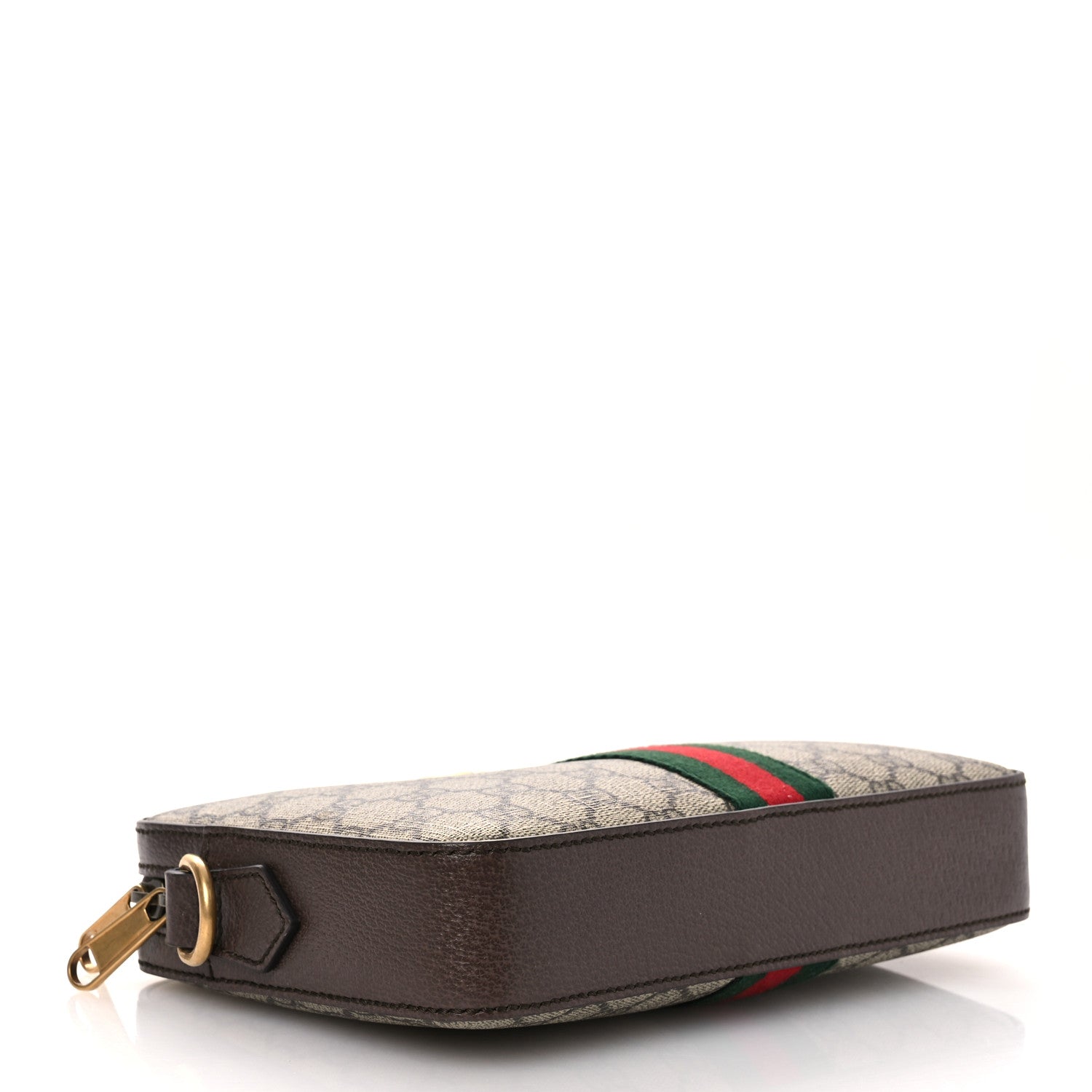 Gucci GG Supreme Monogram Textured Dollar Calfskin Web Ophidia Wristlet Shoulder Bag Beige Ebony New Acero 4 of 12
