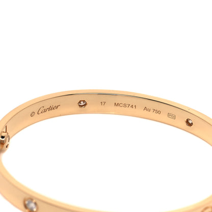 Cartier 18K Yellow Gold 4 Diamond LOVE Bracelet 17 5 of 6