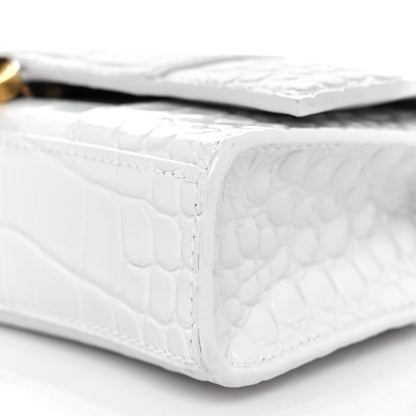 Balenciaga Shiny Calfskin Crocodile Embossed Hourglass Chain Bag White 8 of 8