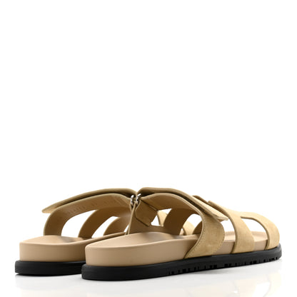 Hermes Suede Goatskin Womens Chypre Sandals 39 Beige Lin 4 of 10