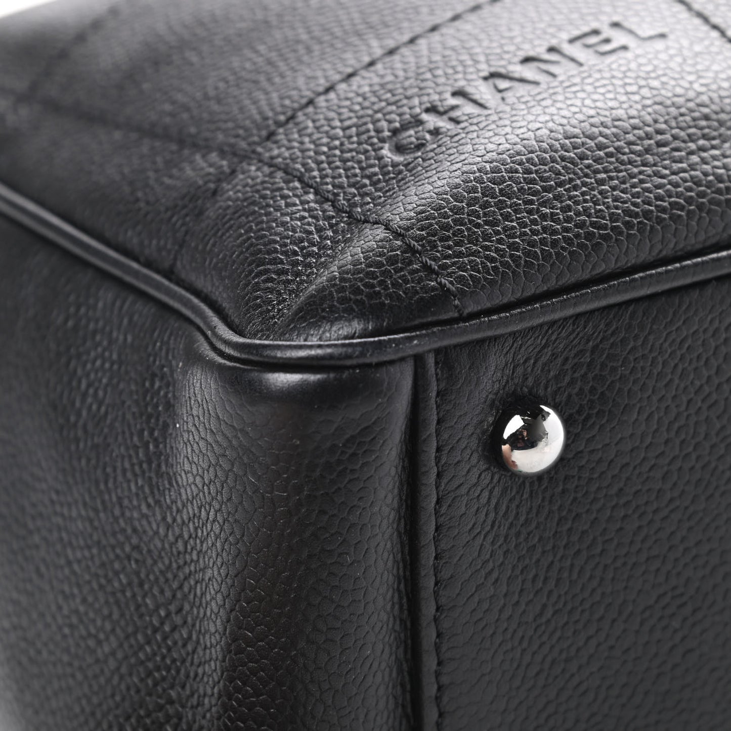 Caviar Square Stitched Large Tote Black