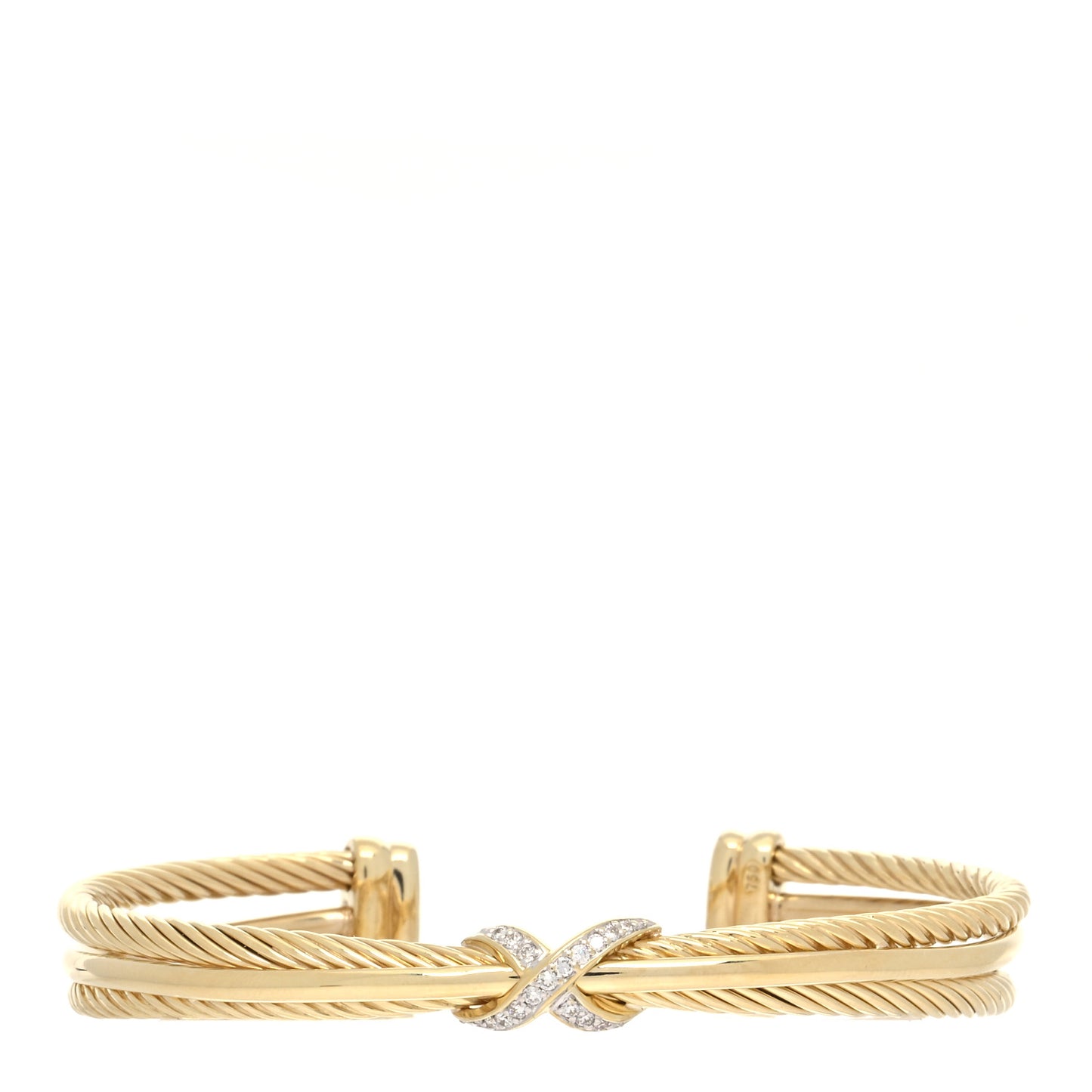 18K Yellow Gold Diamond 7mm Crossover X Bracelet