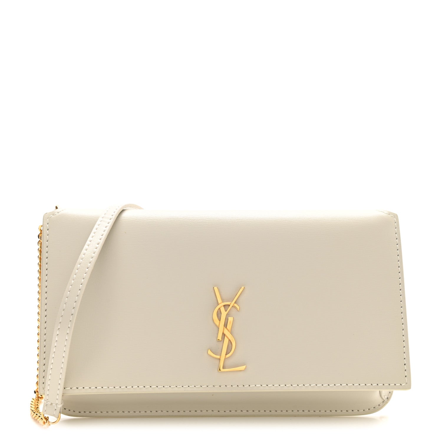 Saint Laurent Smooth Calfskin Monogram Phone Holder Crossbody Blanc Vintage 1 of 7