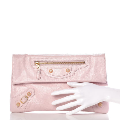 Balenciaga Agneau Giant 12 Gold Hardware Envelope Clutch Rose Poudre 2 of 7
