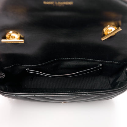 Saint Laurent Sheepskin Matelasse Chevron Monogram Classic Baby Chain Bag Black 5 of 11