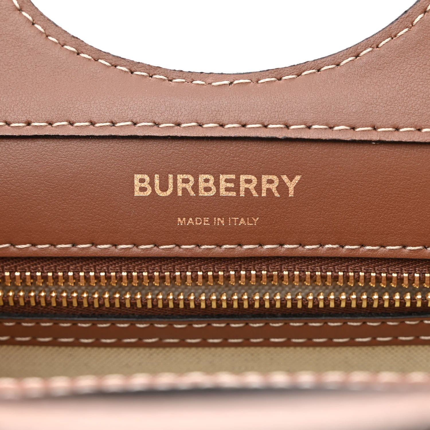 Burberry Canvas Smooth Calfskin Two Tone Mini Pocket Bag Natural Malt Brown 7 of 13