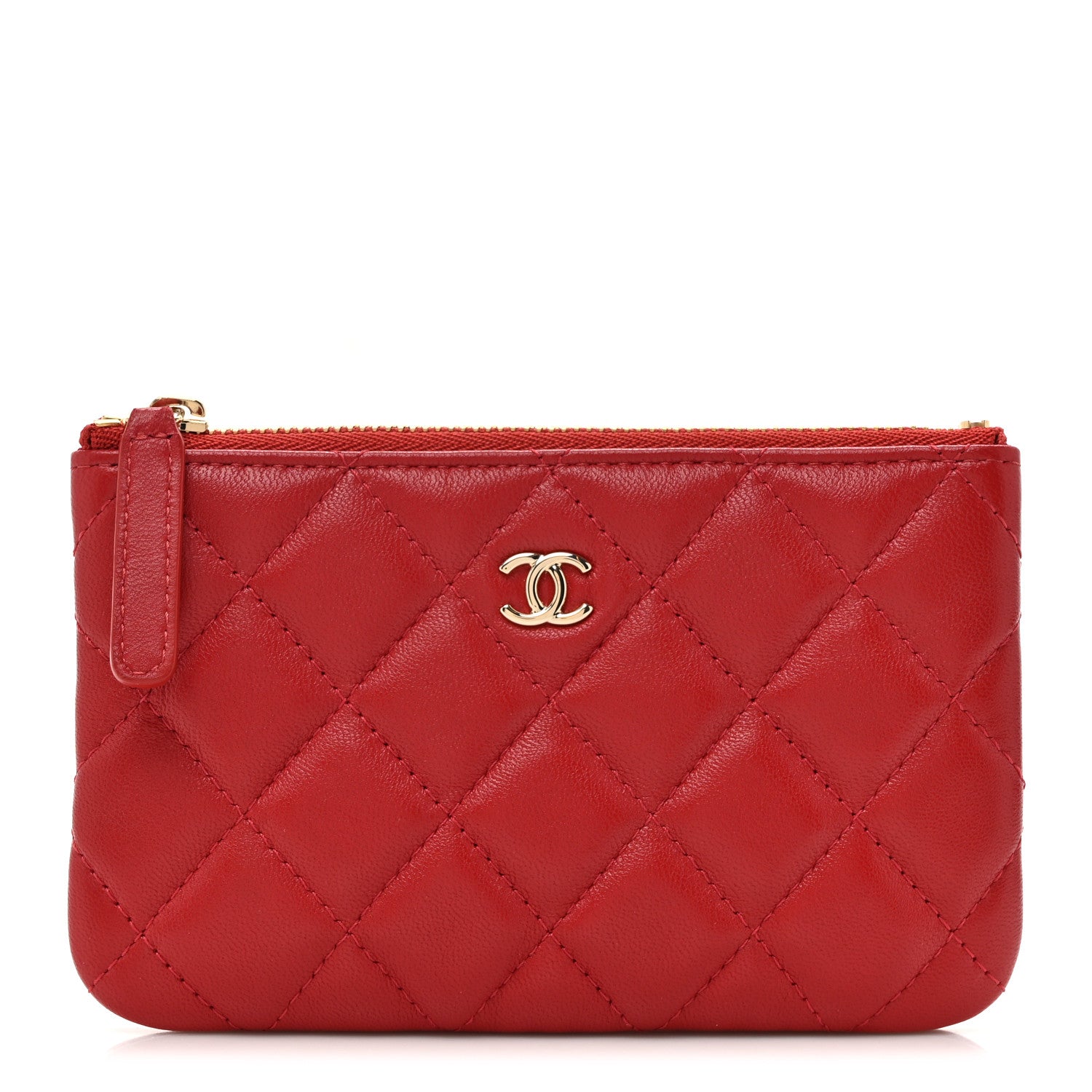 Chanel Lambskin Quilted Small Cosmetic Case Red 1 of 8