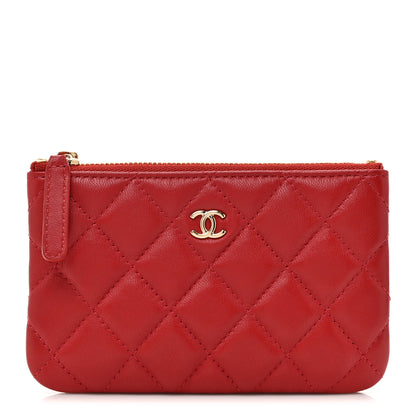 Chanel Lambskin Quilted Small Cosmetic Case Red 1 of 8