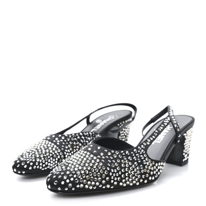 Chanel Strass Cap Toe CC Slingback Pumps 38.5 Black 4 of 10