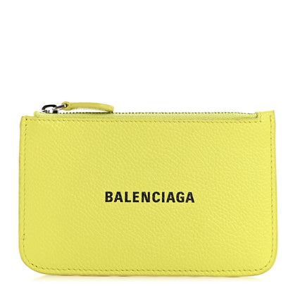Balenciaga Grained Calfskin Logo Large Cash Long Coin Card Holder Yellow 1 of 7