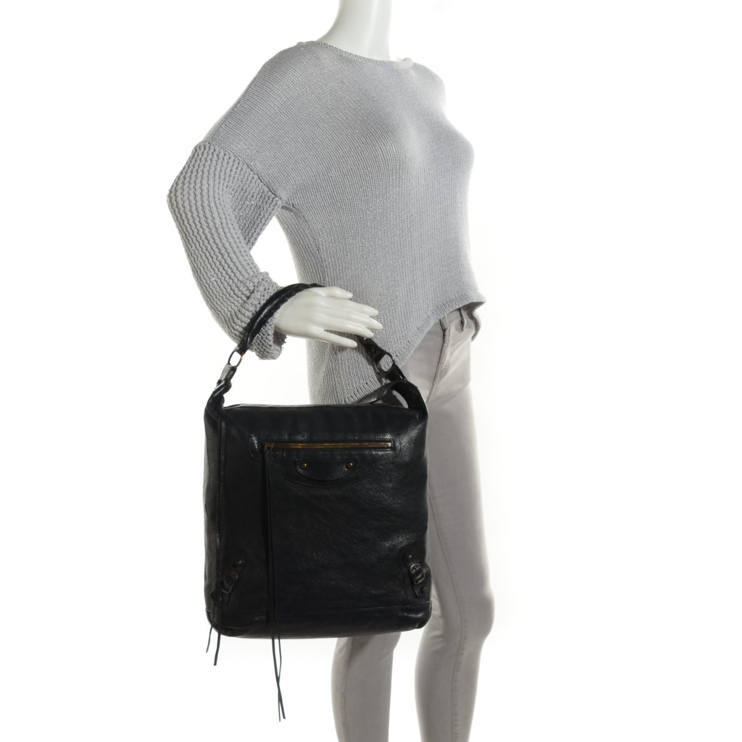 Agneau Classic Hardware Day Hobo Black
