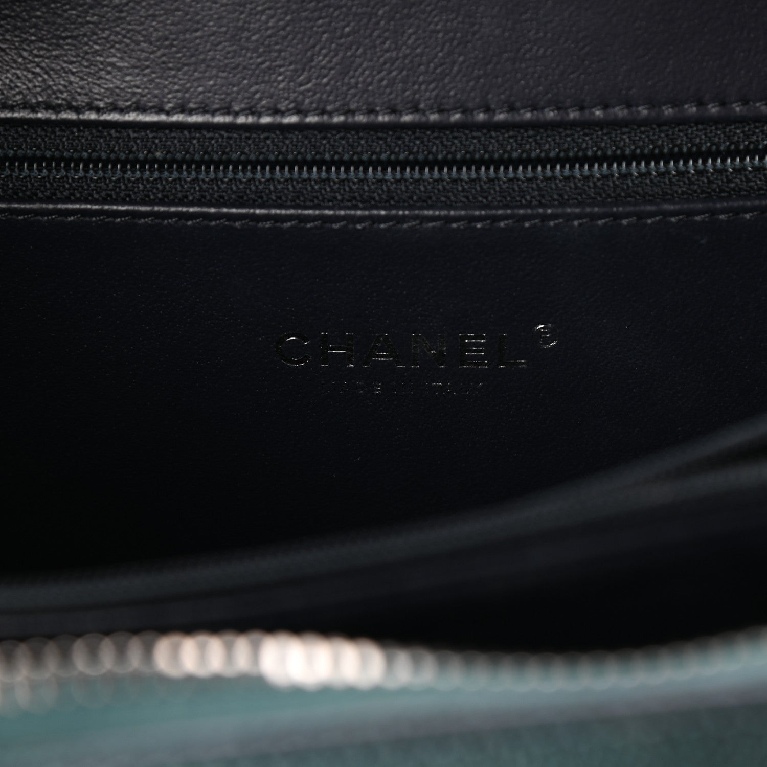 Chanel Iridescent Caviar Quilted Medium CC Filigree Vanity Case Dark Turquoise 7 of 11