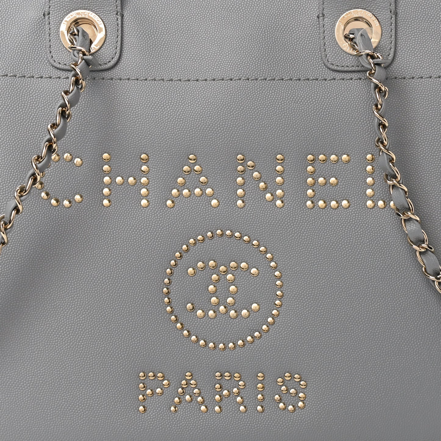 Caviar Studded Small Deauville Tote Grey
