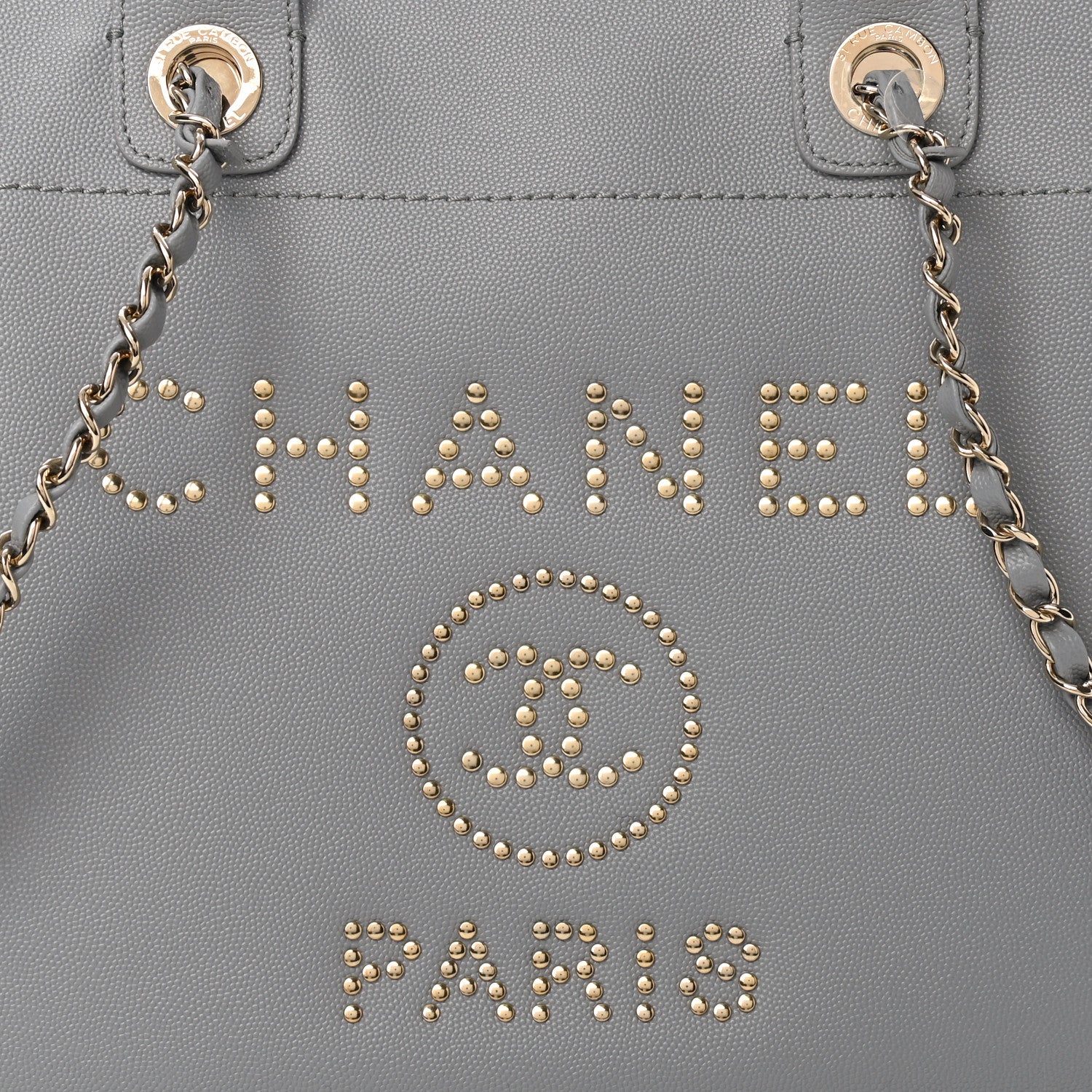 Chanel Caviar Studded Small Deauville Tote Grey 8 of 10