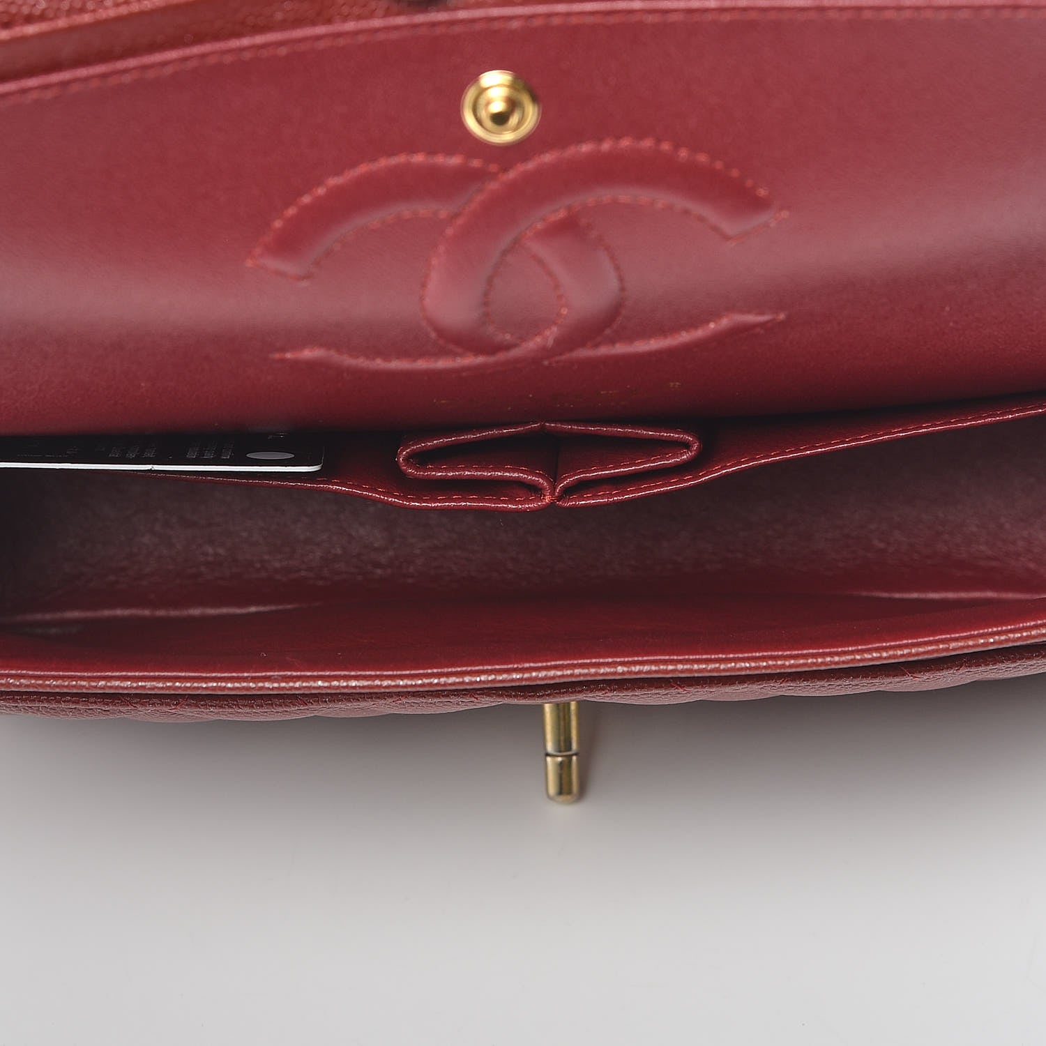 Chanel Iridescent Caviar Quilted Medium Double Flap Burgundy 8 of 10