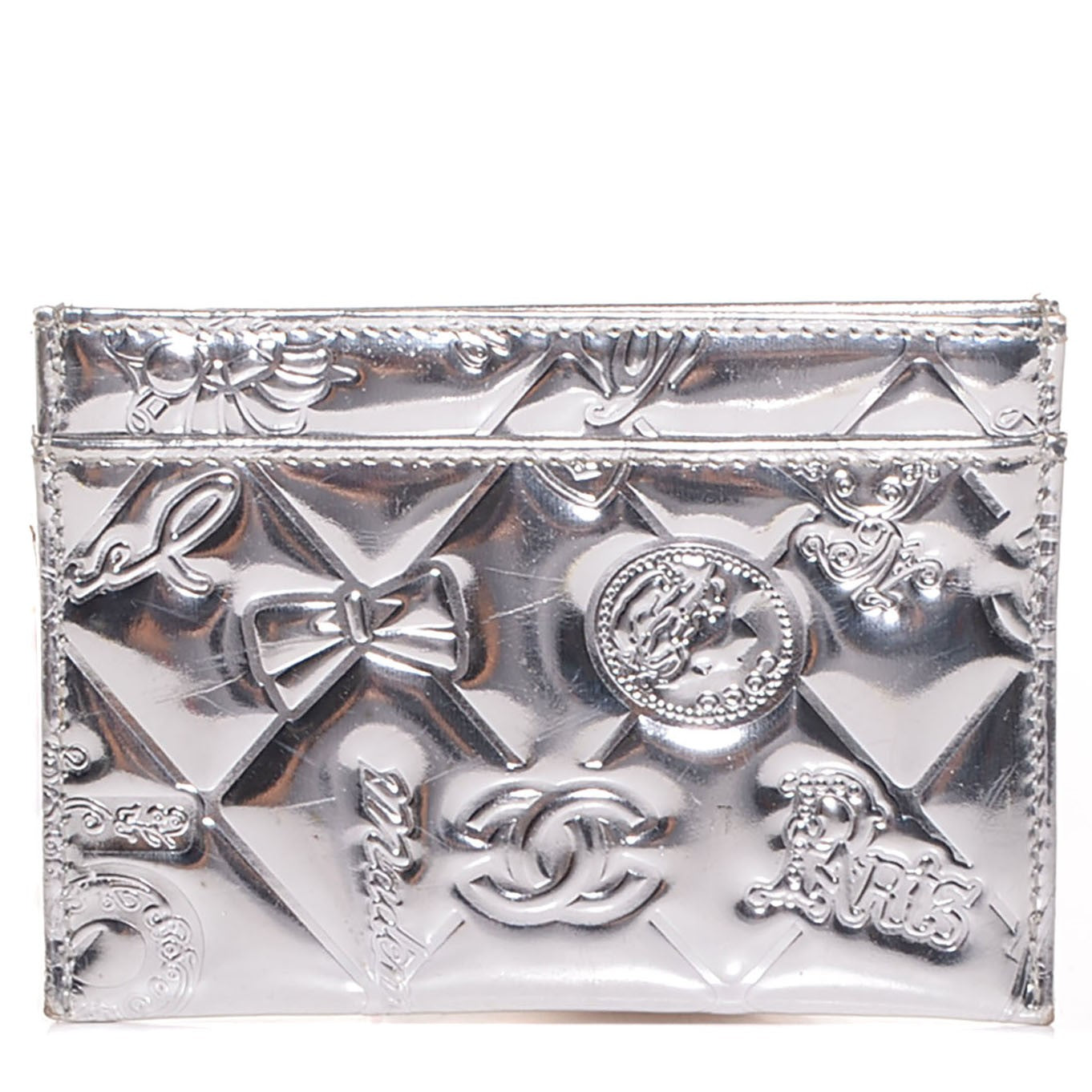 Chanel Patent Calfskin Lucky Symbols Card Holder Case Silver 1 of 8