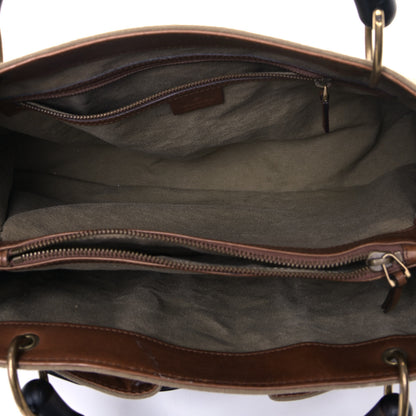 Gucci Canvas Bamboo Handle Drawstring Bag Beige 4 of 9