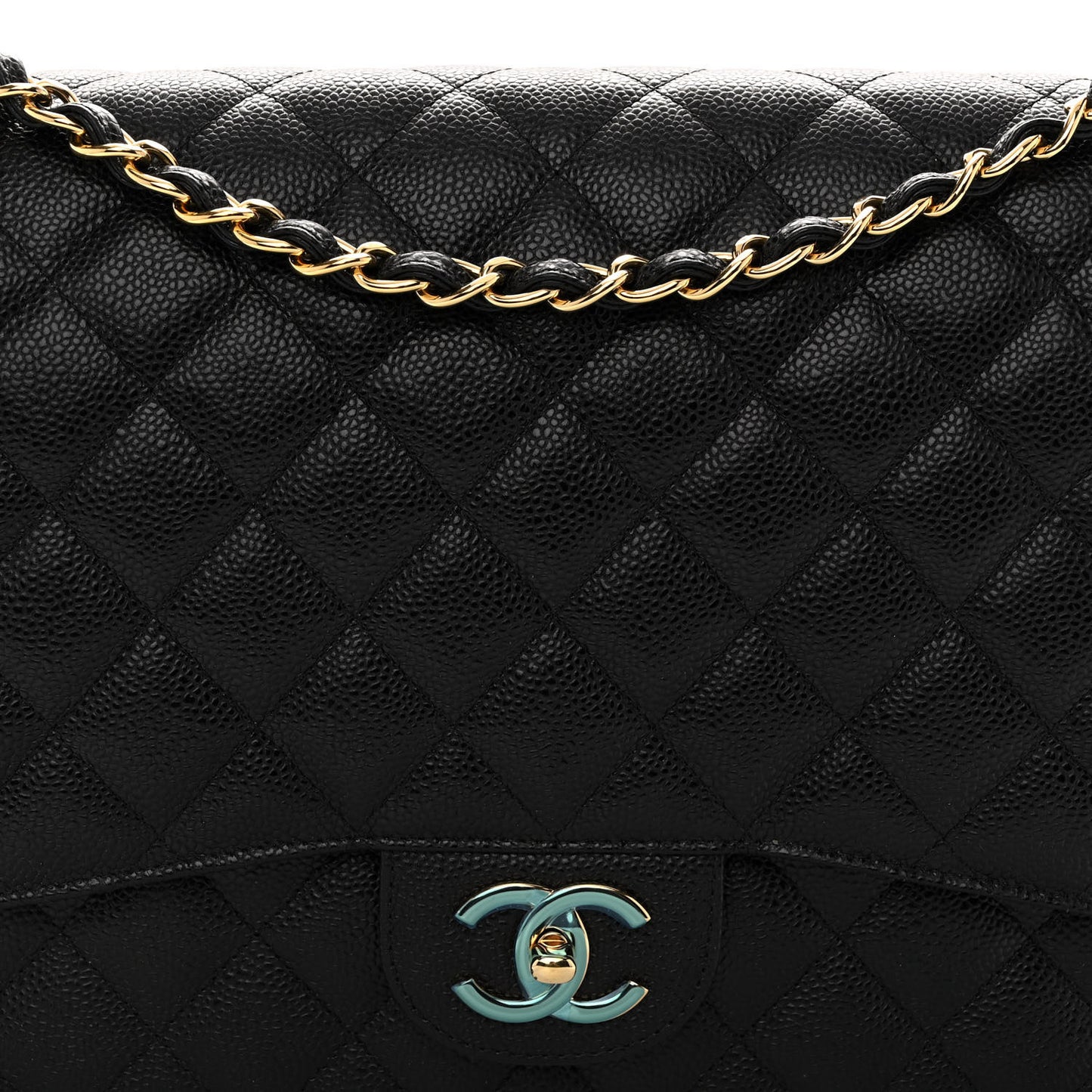 Caviar Quilted Maxi Double Flap Black