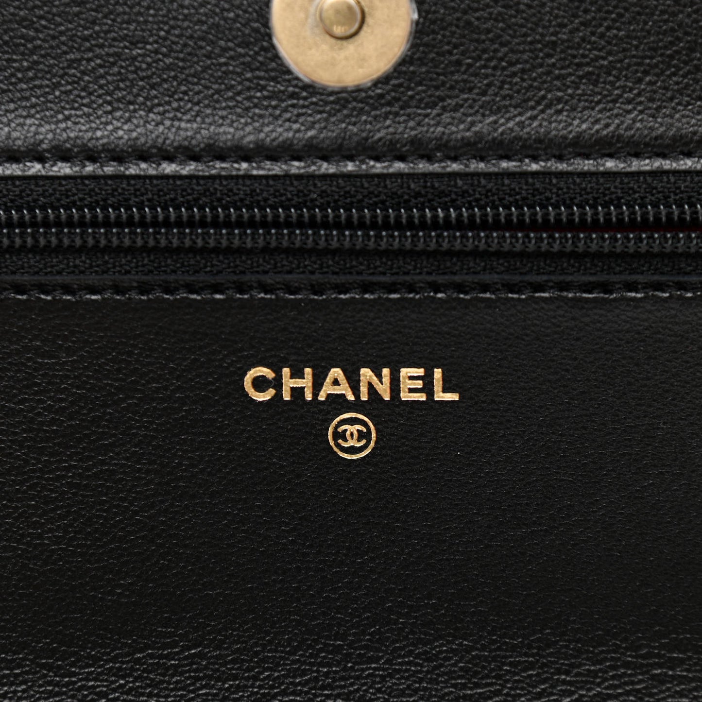 Lambskin Quilted Chanel 19 Wallet On Chain WOC Black