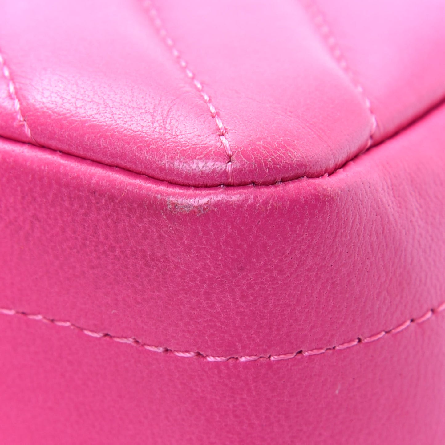 Lambskin Chevron Quilted Mini Rectangular Flap Fuchsia