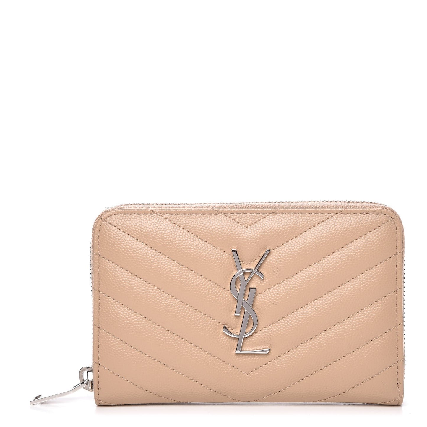 Grain De Poudre Matelasse Chevron Monogram Zip Around Wallet Dark Beige