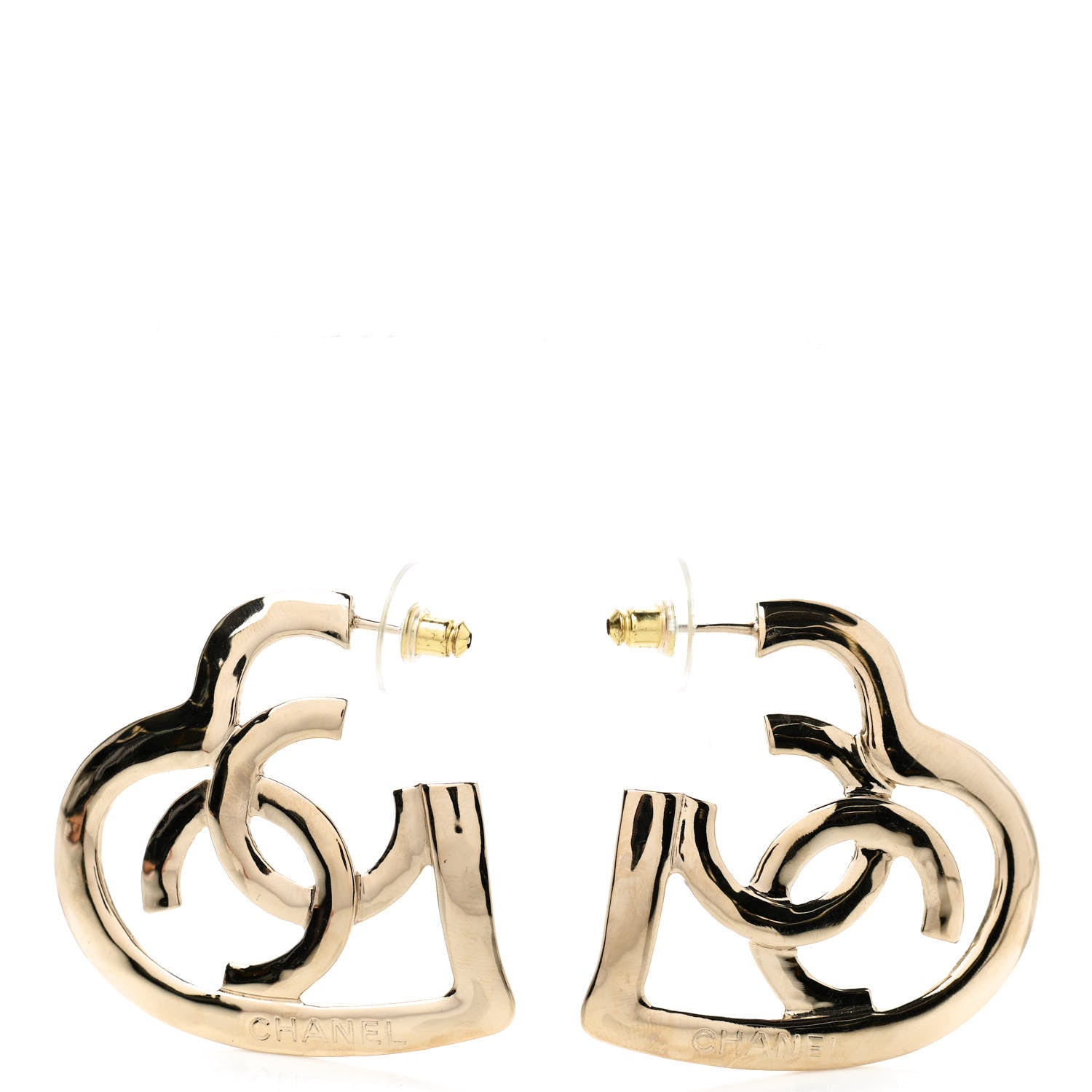 Chanel Metal CC Heart Coco In Love Hoop Earrings Gold 3 of 4
