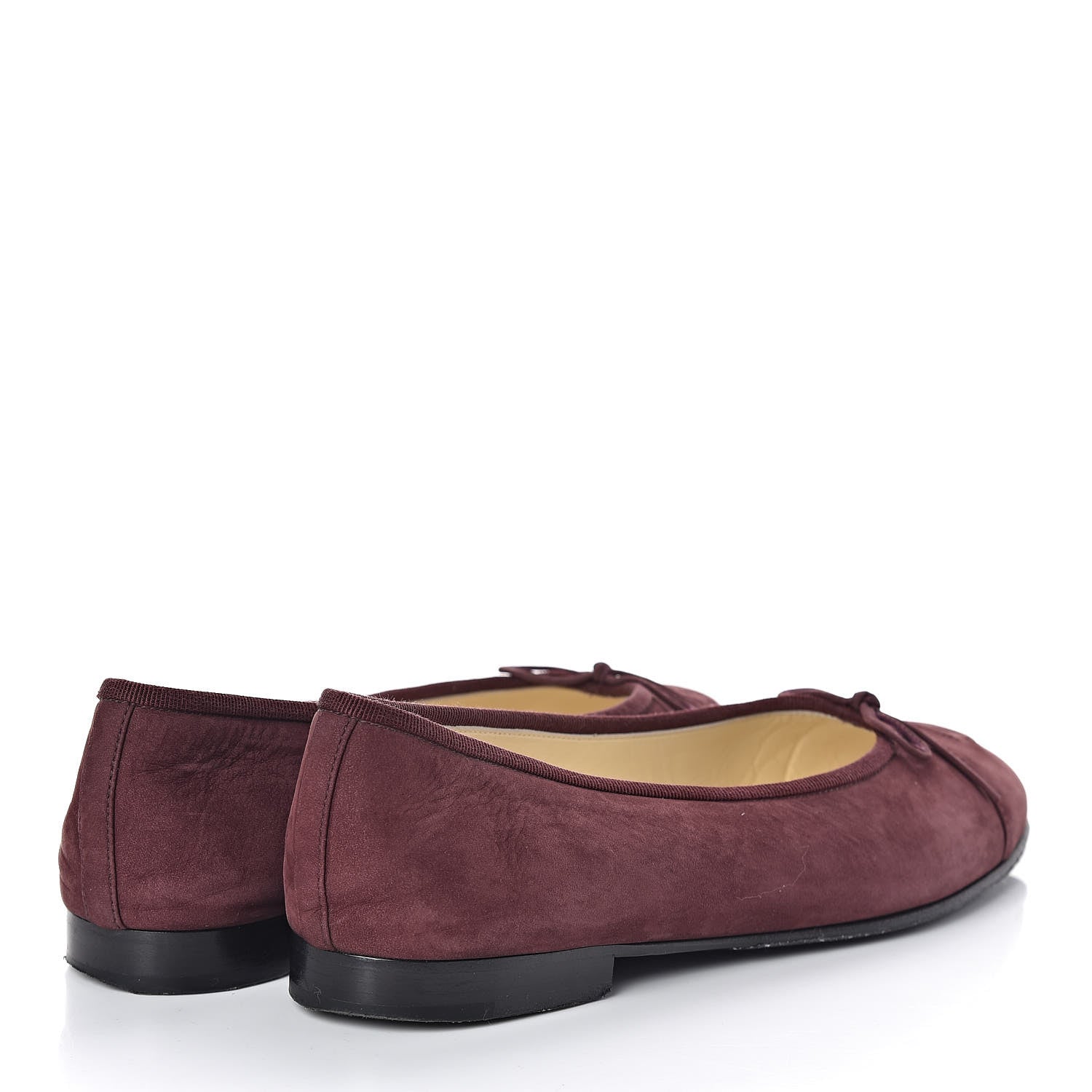 Chanel Suede Bull Cap Toe CC Ballerina Flats 37.5 Burgundy 4 of 8