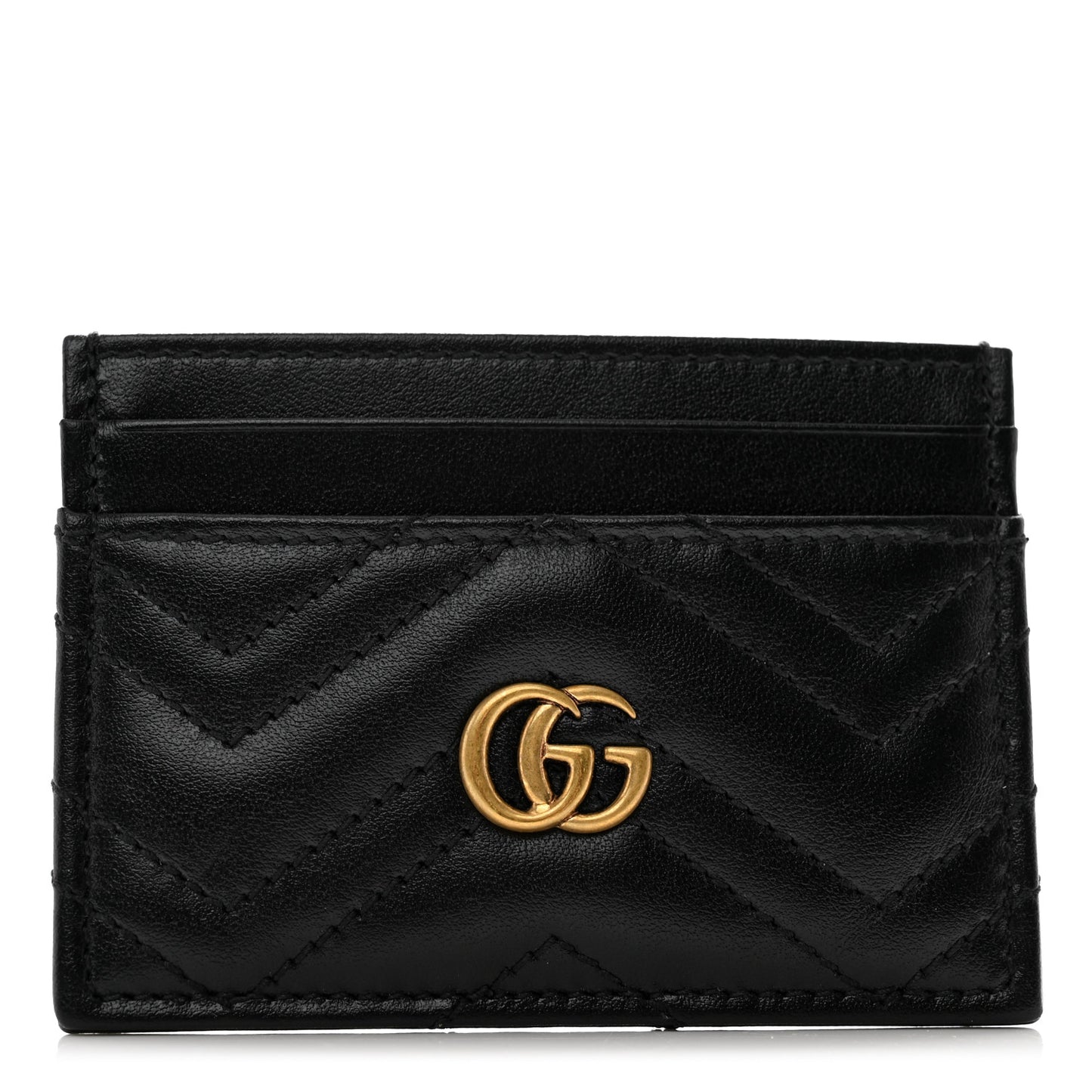 Calfskin Matelasse GG Marmont Card Holder Black