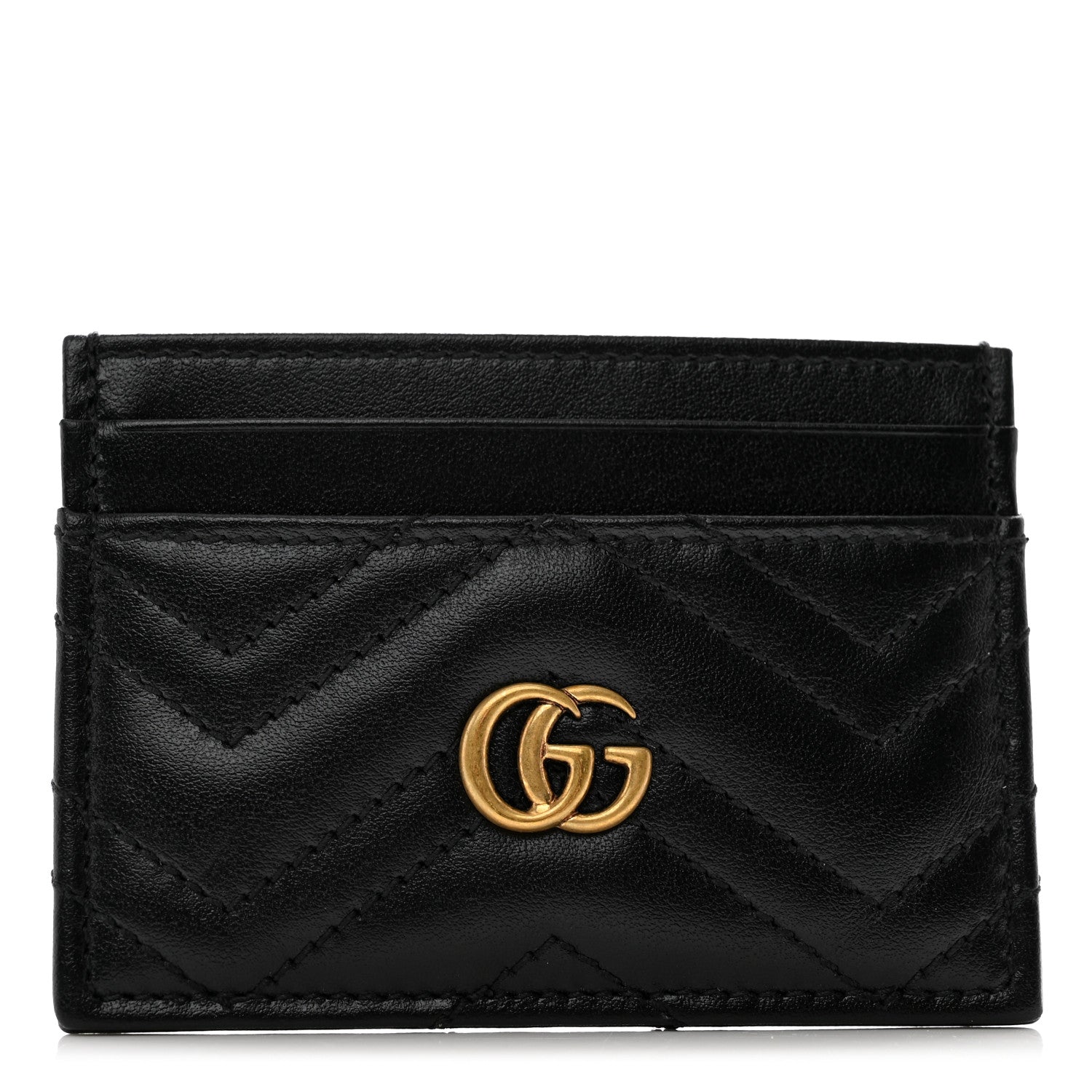 Gucci Calfskin Matelasse GG Marmont Card Holder Black 1 of 8