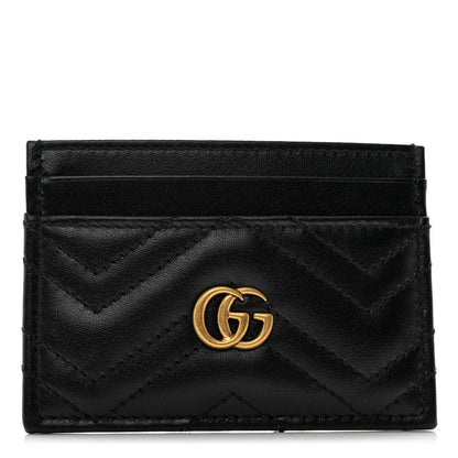 Gucci Calfskin Matelasse GG Marmont Card Holder Black 1 of 8