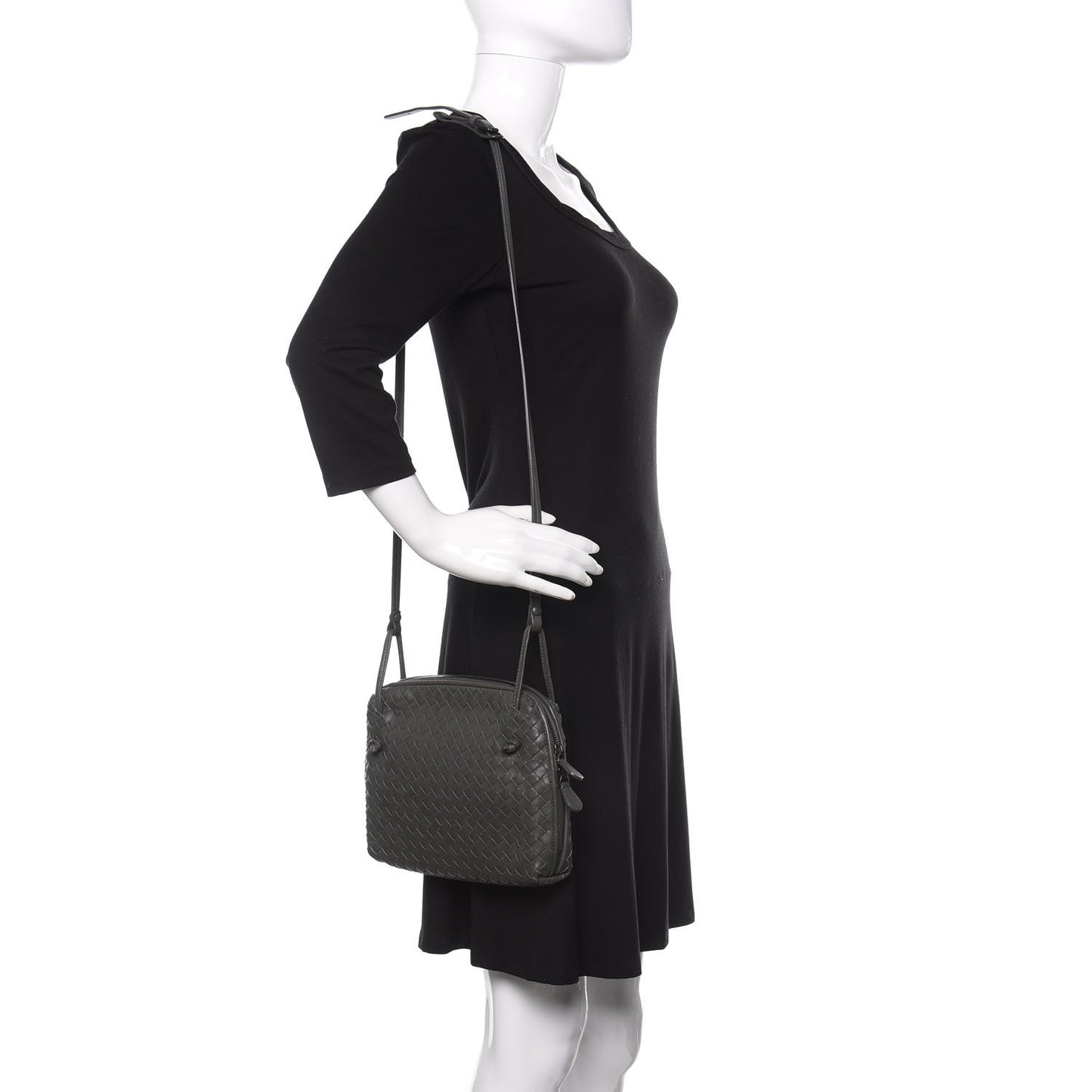 Nappa Intrecciato Pillow Crossbody Messenger Light Grey