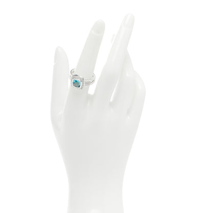 David Yurman Sterling Silver Diamond Blue Topaz 7mm Petite Albion Ring 53 6.25 2 of 5