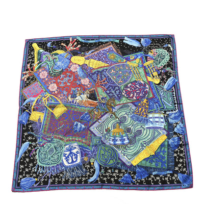 Hermes Silk Cavaliers du Caucase Scarf 90 Black Bleu Vert 1 of 5