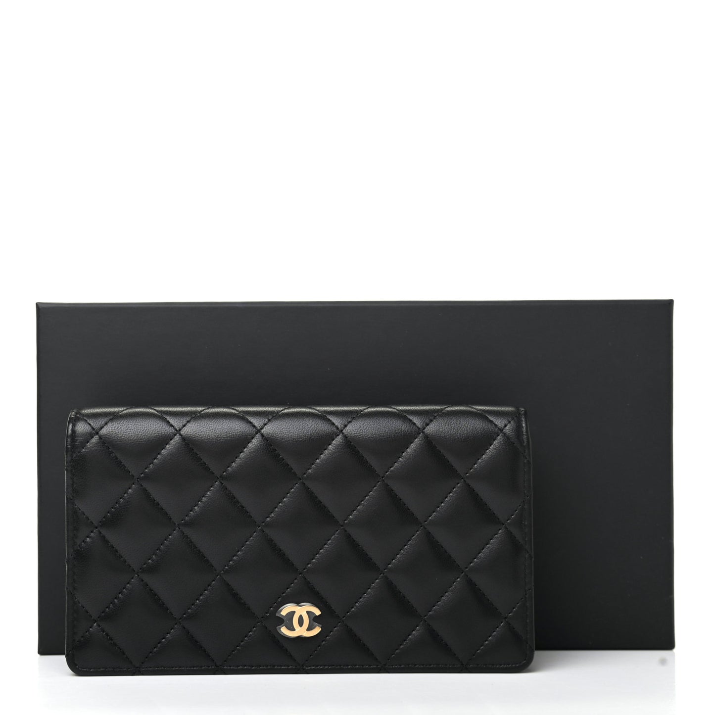 Lambskin Quilted Yen Wallet Black