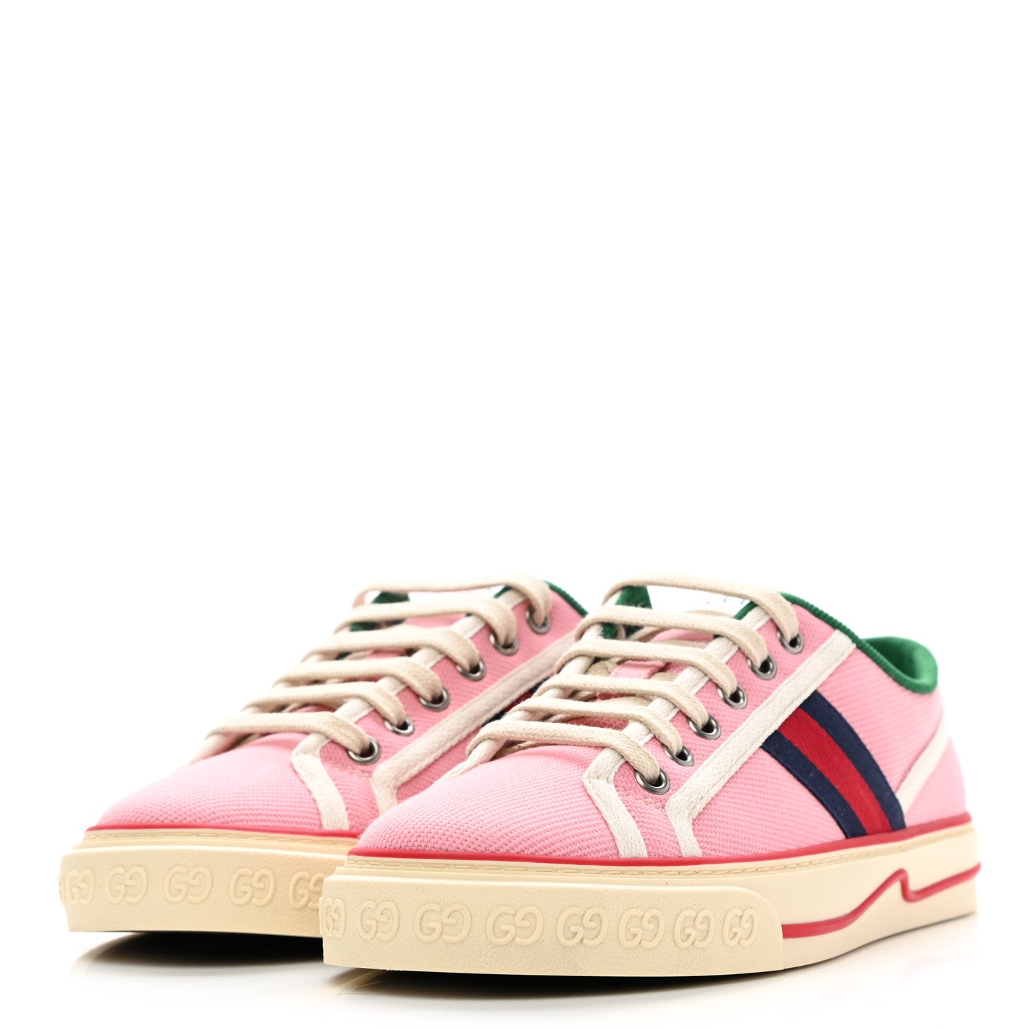 Gucci Canvas Web Womens 1977 Tennis Sneakers 38.5 Wild Rose Mystic White 3 of 8