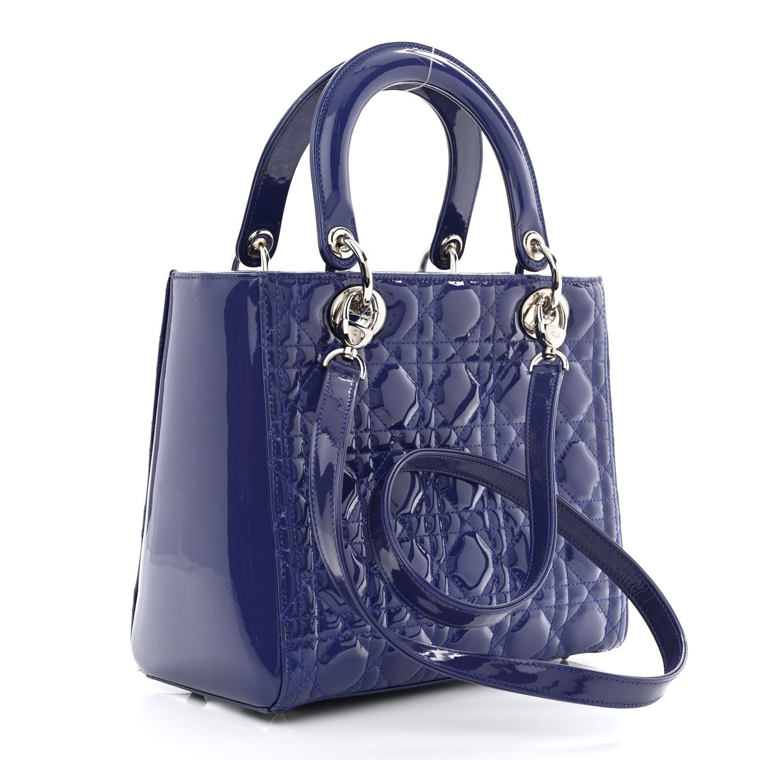 Christian Dior Patent Cannage Medium Lady Dior Blue 3 of 12