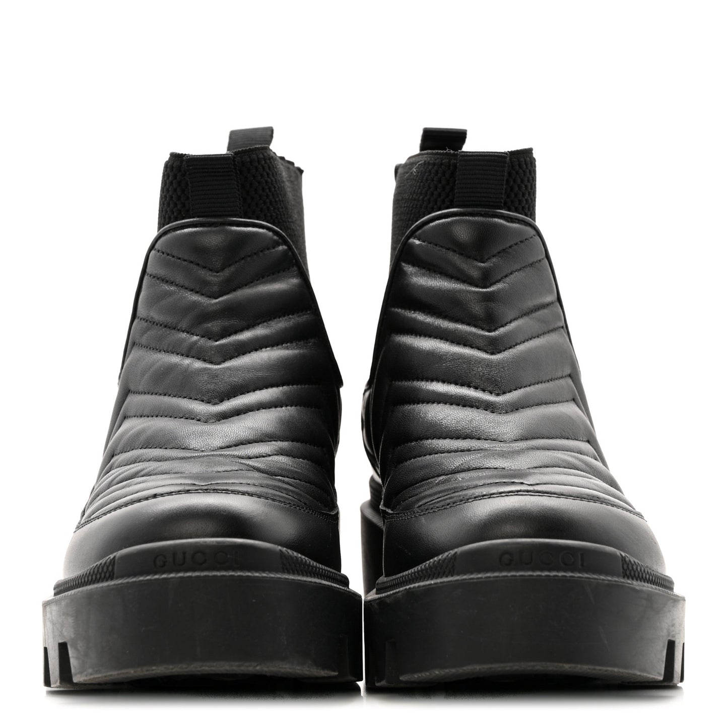 Calfskin Nappa Matelasse Frances Chelsea Boots 35.5 Black