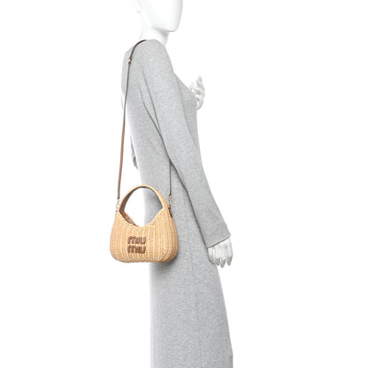 Miu Miu Wicker Wander Hobo Tan 2 of 10