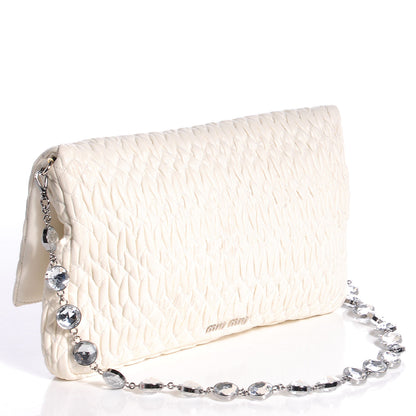 Miu Miu Nappa Matelasse Crystal Flap Clutch White 4 of 11