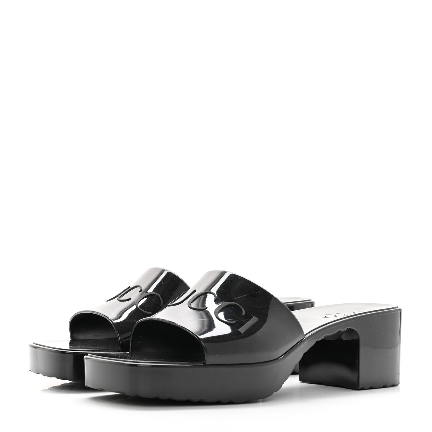 Rubber Gucci Logo Womens Platform 20/60mm Slide Sandals 38 Black
