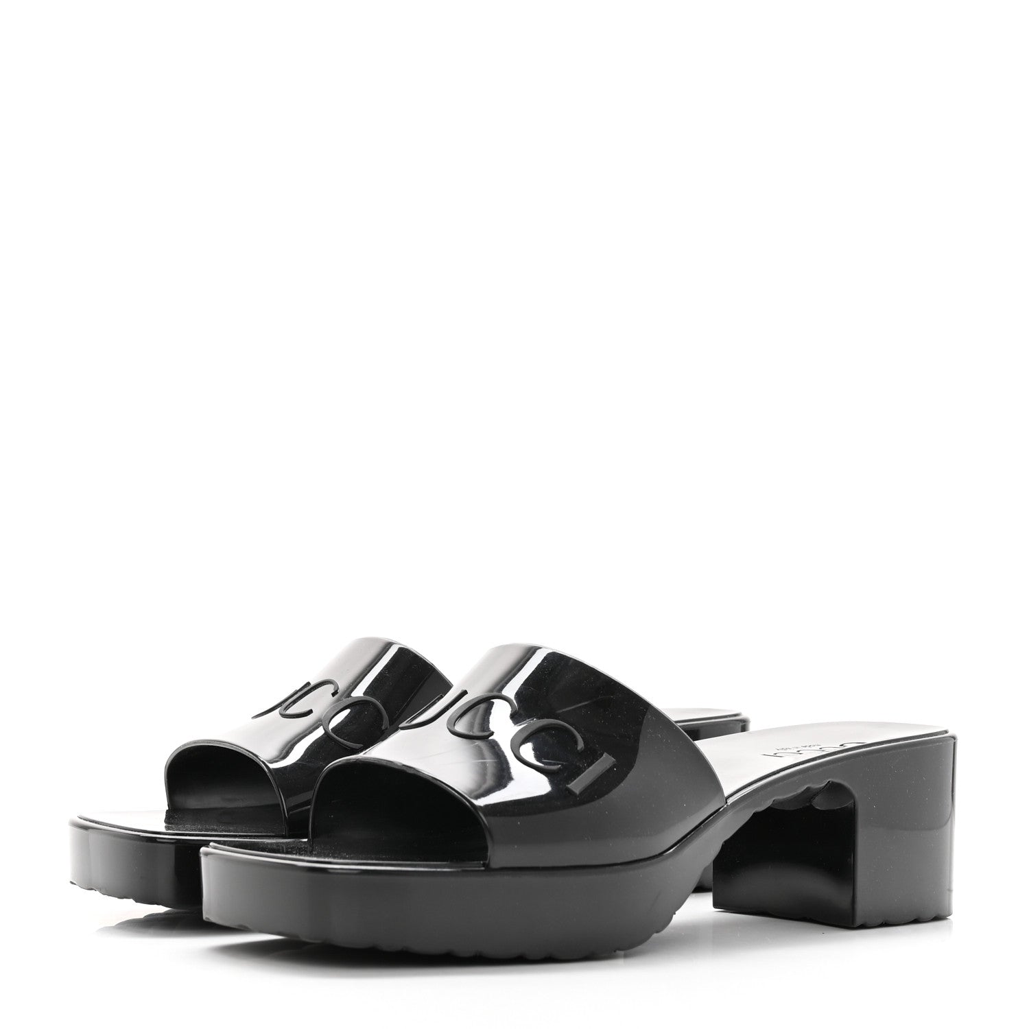 Gucci Rubber Gucci Logo Womens Platform 20/60mm Slide Sandals 38 Black 3 of 20
