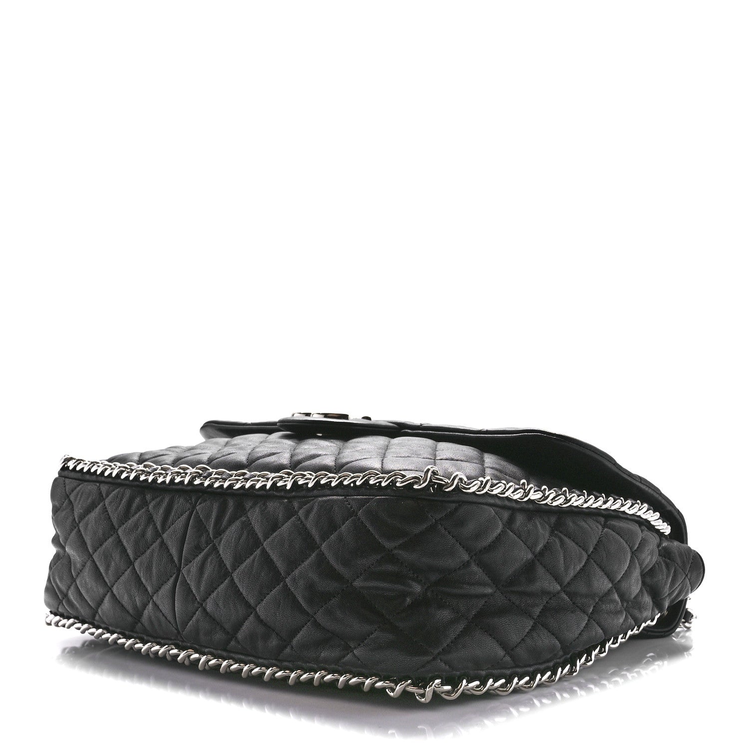 Chanel Washed Lambskin Chain Around Maxi Flap Bag Black 8 of 10