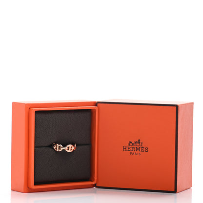 Hermes 18K Rose Gold PM Chaine D'Ancre Enchainee Ring 53 6.25 6 of 6