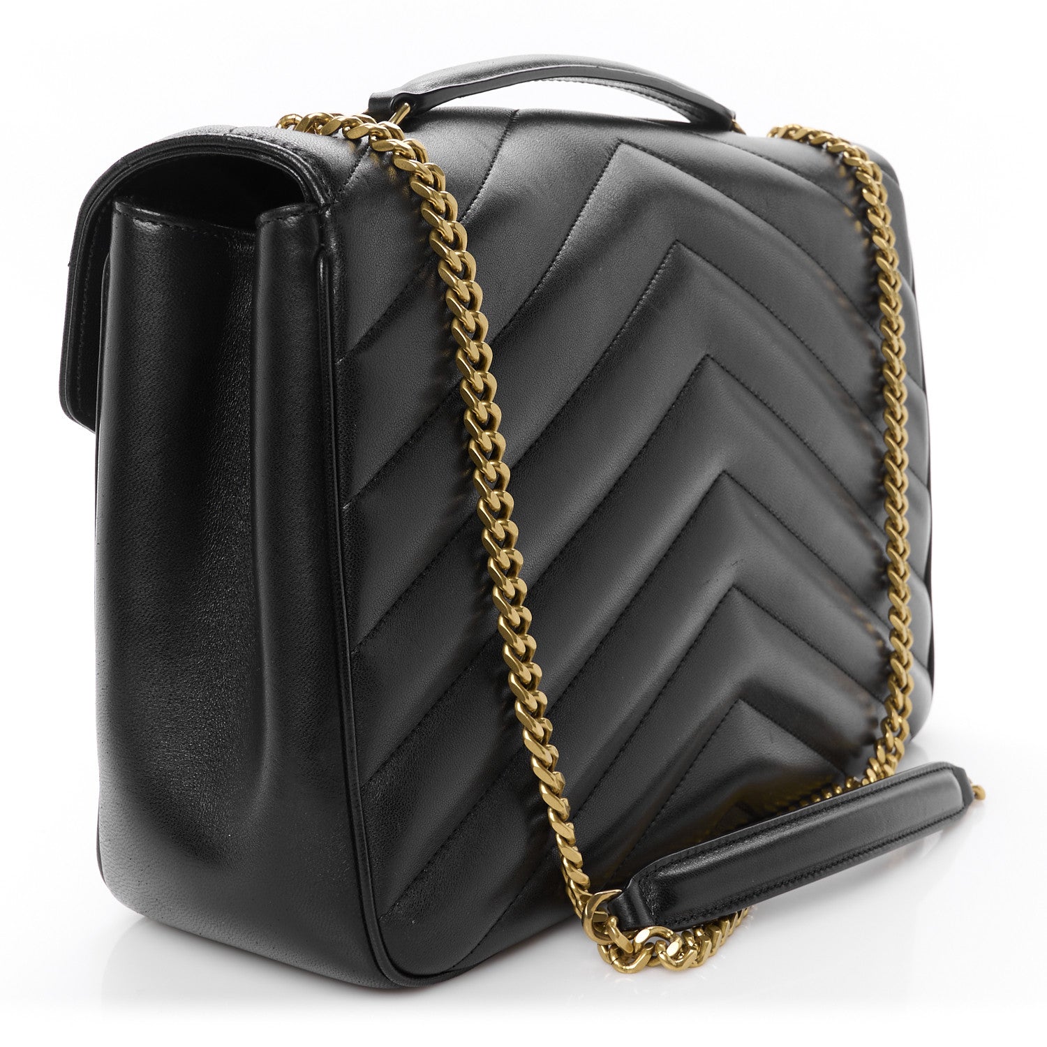 Saint Laurent Lambskin Chevron Quilted Large Loulou Black 5 of 13