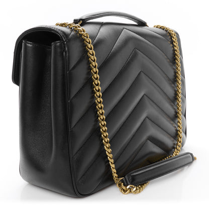 Saint Laurent Lambskin Chevron Quilted Large Loulou Black 5 of 13